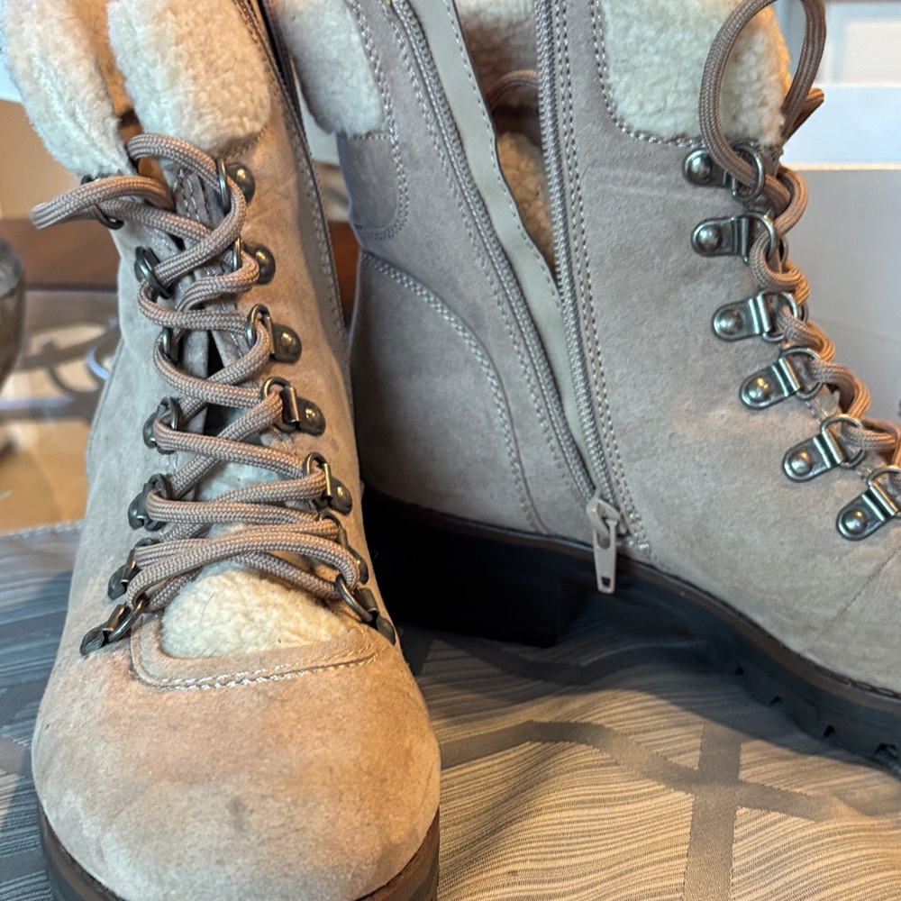 Steve Madden Tan Winter Rain Boots Lace-Up